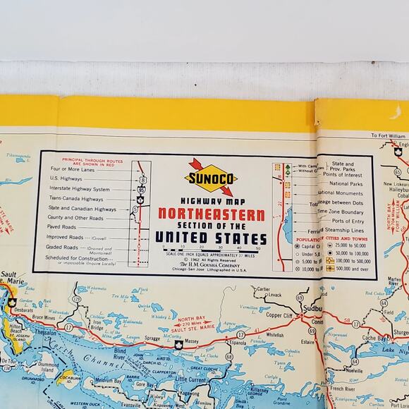 Sunoco Highway Map of Eastern North Eastern US 1962 Vtg Lithographed - Picture 5 of 14